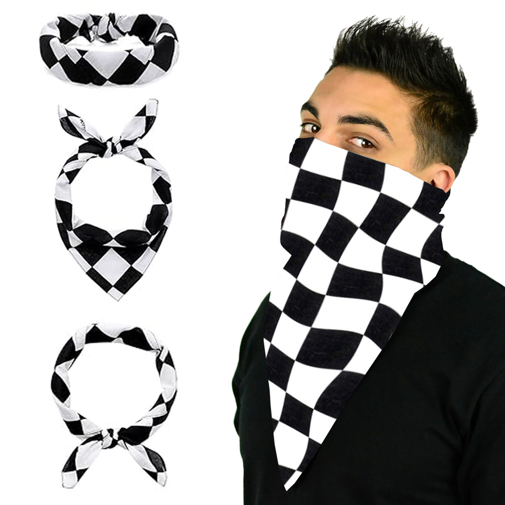 Bandana Blank White - Máscara facial de algodão quadriculado para