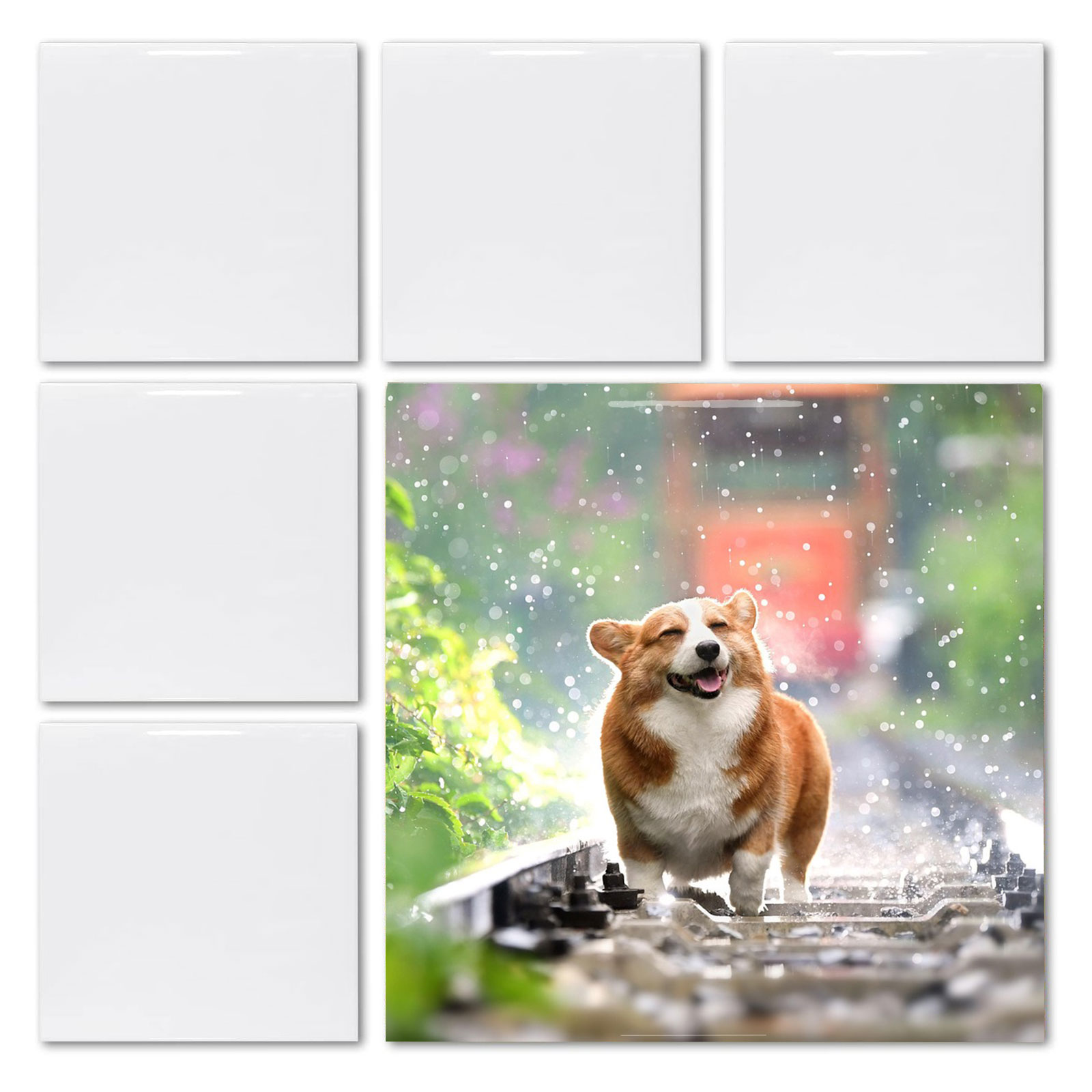 Ceramic Tile Blank - 20 peças de azulejos quadrados brancos